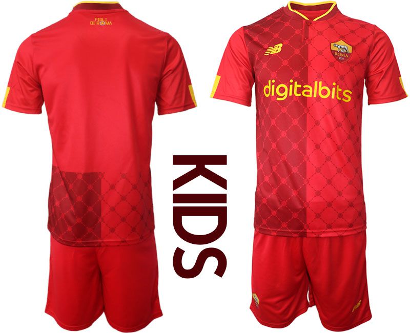 Youth 2022-2023 Club AS Rome home red blank Soccer Jersey->youth soccer jersey->Youth Jersey